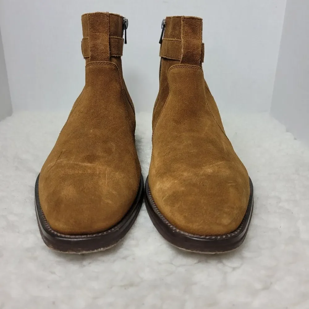 Johnston & Murphy Meade Men's Ankle Boots Size 10.5 M Buckle Brown Suede